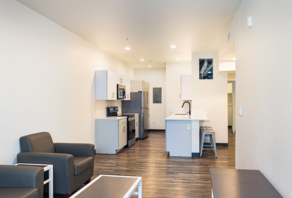 University Flats Living Room and Kitchen